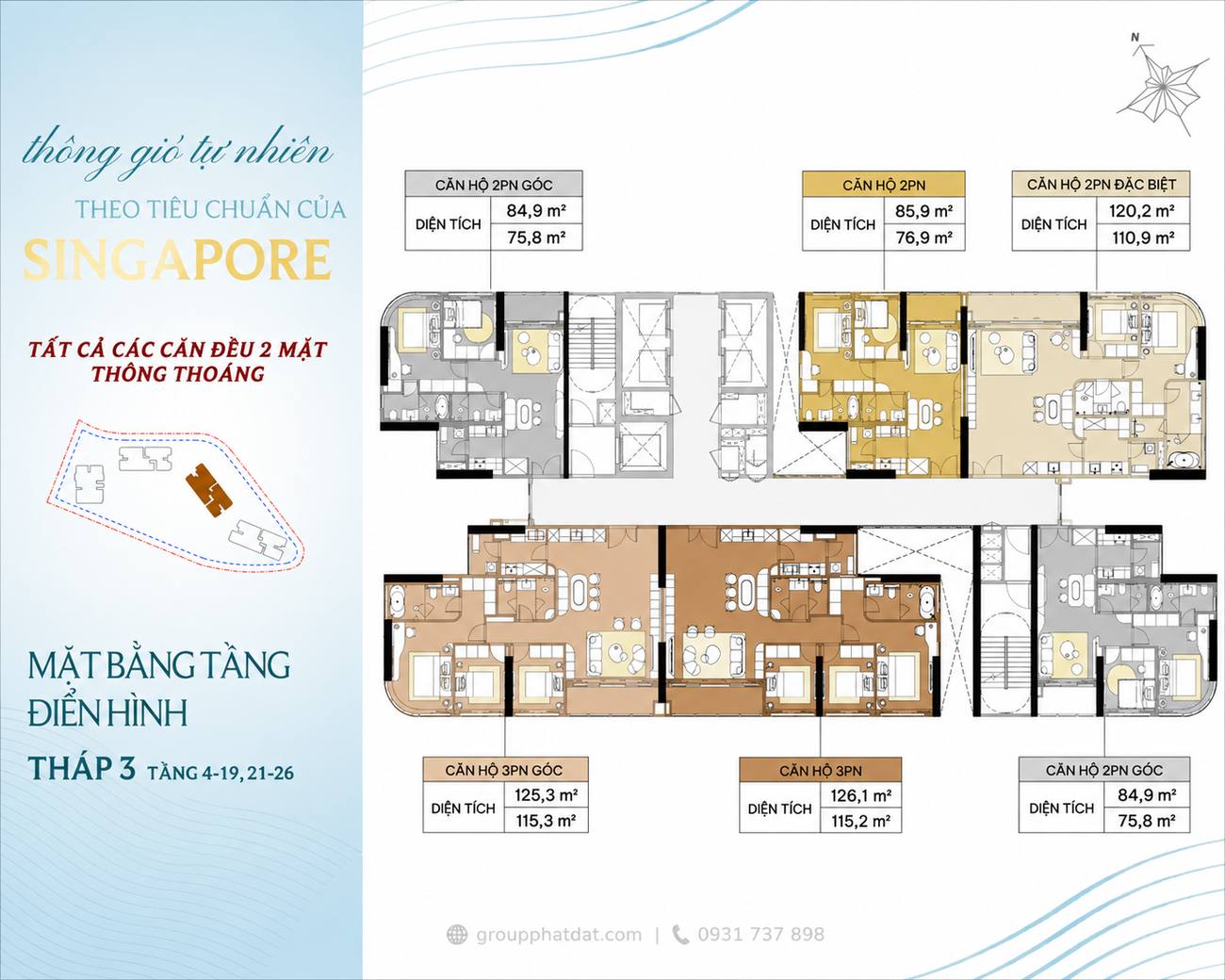 Mặt bằng tầng điển hình tháp T3 dự án Palm River
