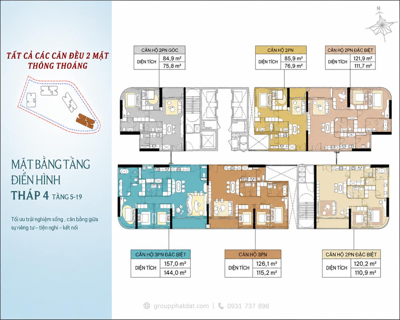Mặt bằng tầng điển hình tháp T4 dự án Palm River