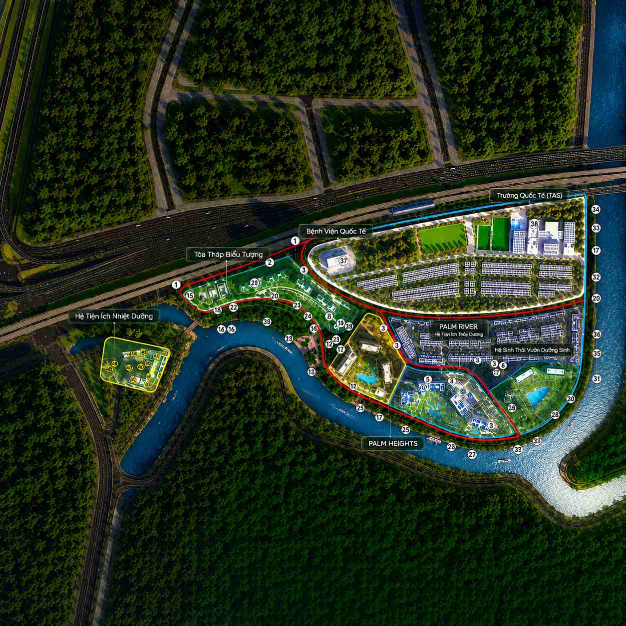 Tiện ích tổng thể Palm City 100%