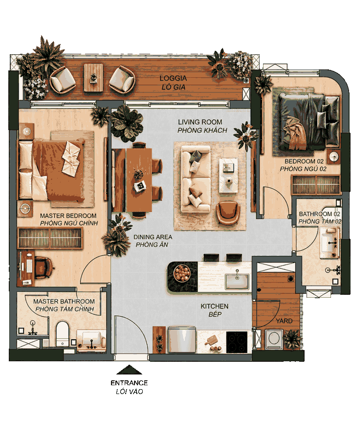 Norton Park Thiet ke can ho Norton Park B2.2A 2 phong ngu