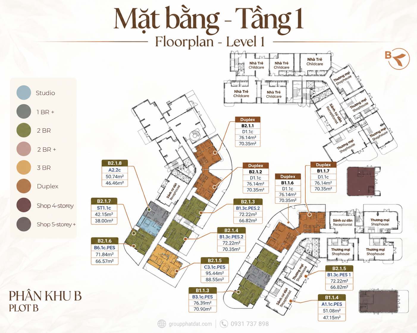 Mặt bằng tầng 1 căn hộ Duplex Norton Park