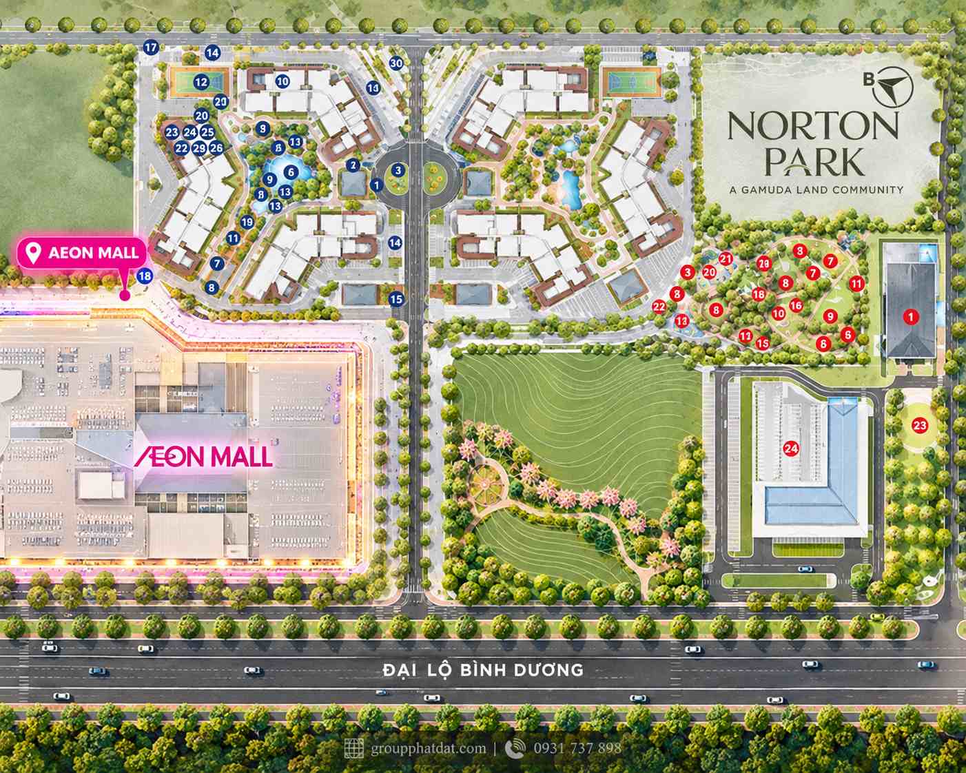 Mặt bằng tiện ích Norton Park QL13