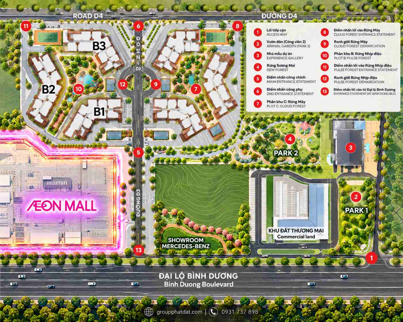 Mặt bằng tổng thể dự án Norton Park Aeon Mall Bình Dương