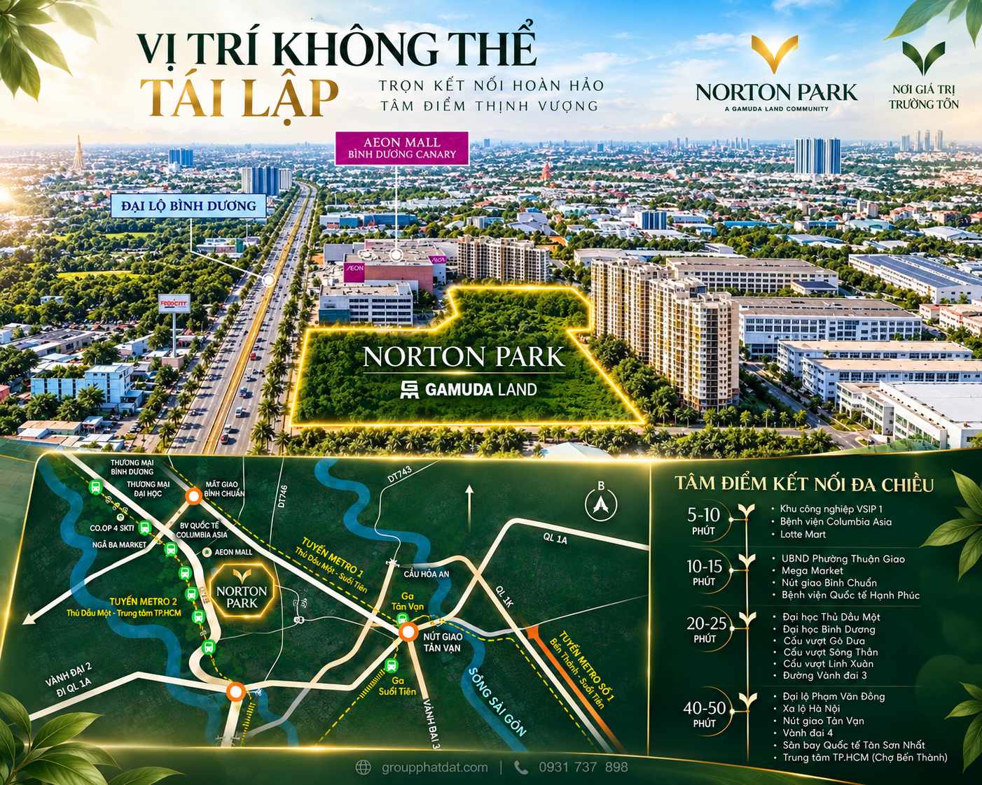 Vị trí dự án Norton Park QL13 gần Aeon Mall